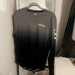 Hollister Black and Gray Gradient Long Sleeve Tee